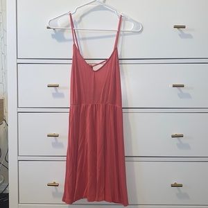 Coral open back dress